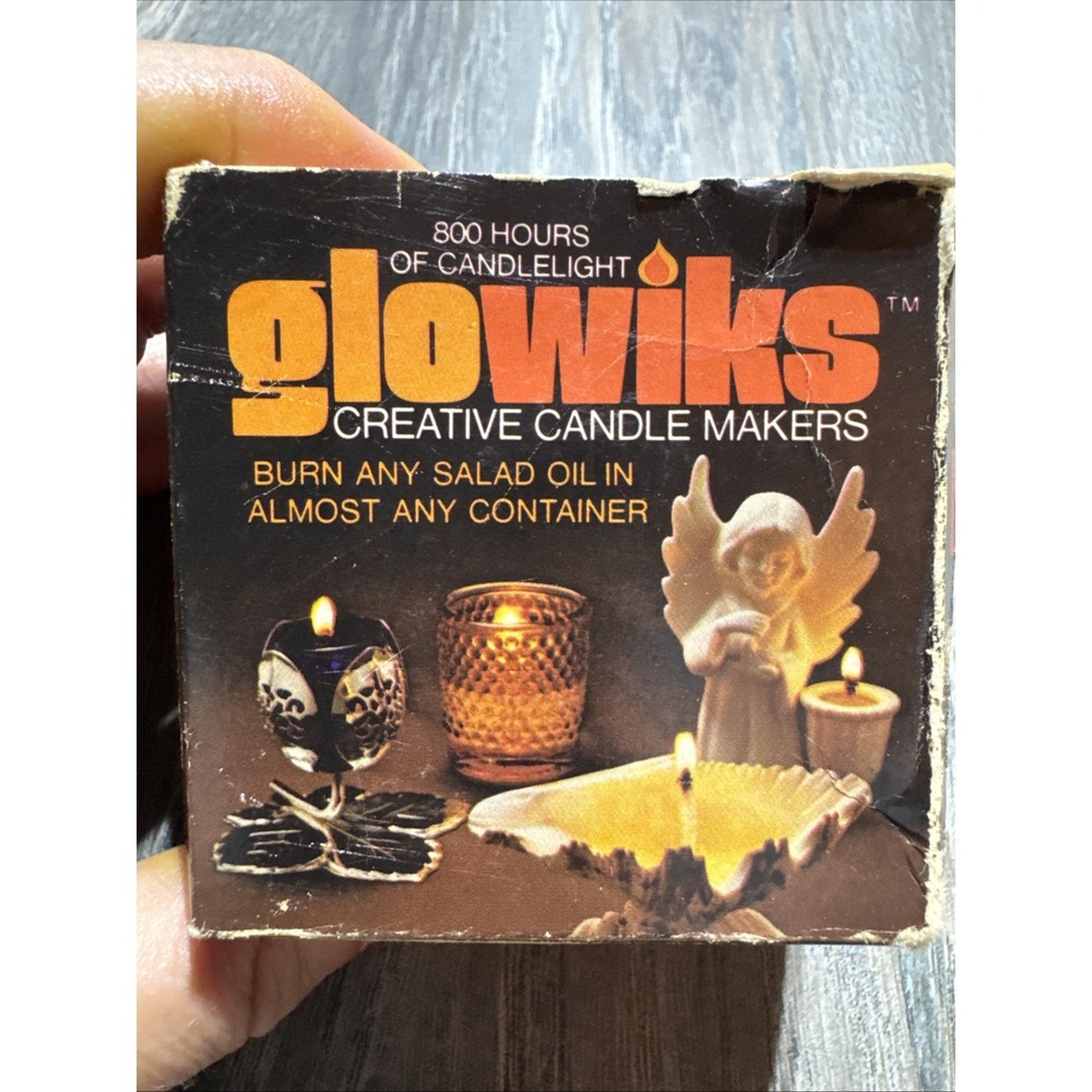 Vintage 1978 box"Glowiks" Creative Candle Makers 800 hrs Pyrex Rare HTF UnCandle - Picture 2 of 7